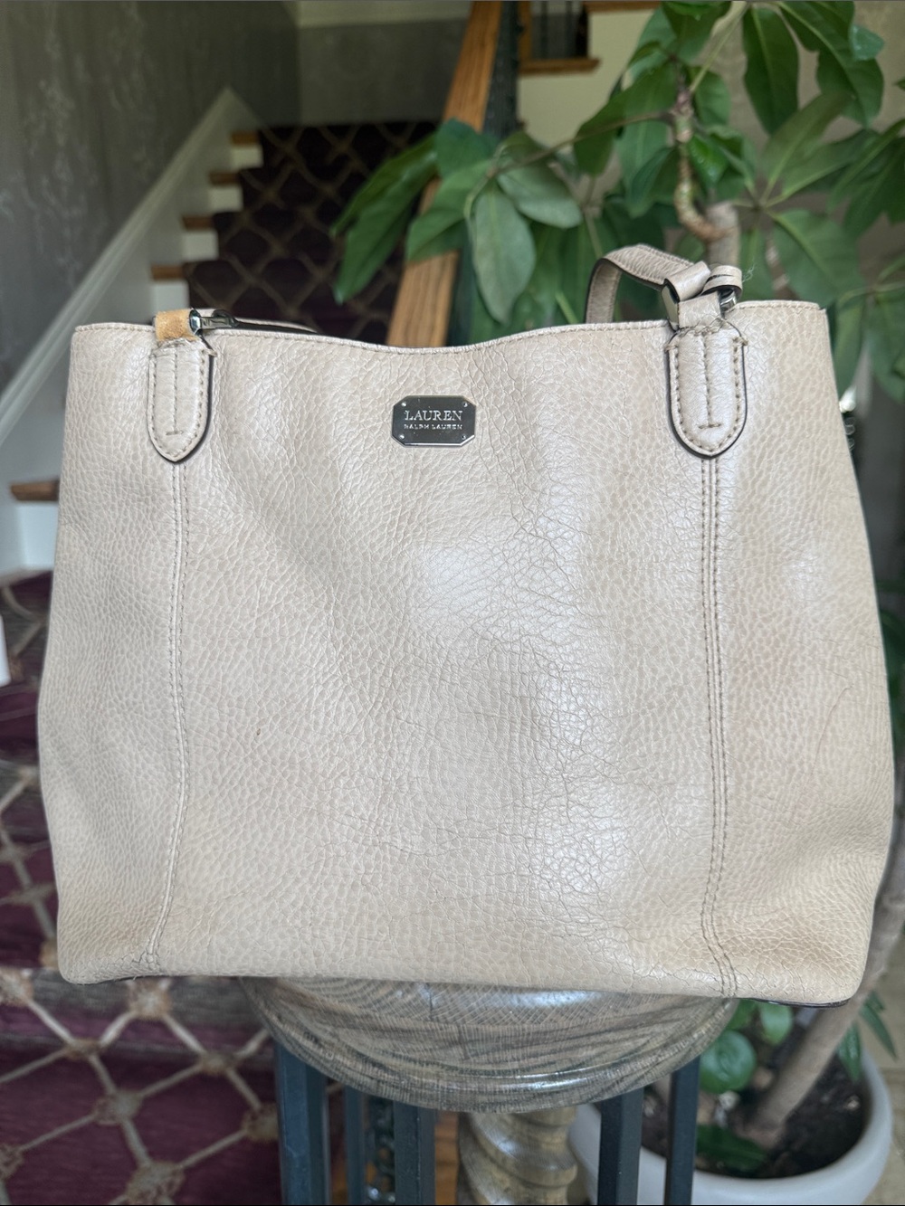 LAUREN by RALPH LAUREN ladies tan leather tote - Picture 7 of 15